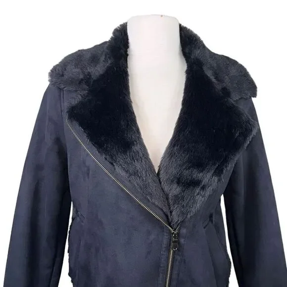 Uniqlo Black Faux Suede and Faux Fur Women’s Jacket in size Small - Picture 4 of 9